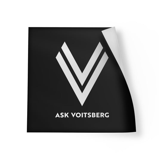 ASK Voitsberg Logo Sticker/Aufkleber quadratisch, Wappen in weiß auf schwarzem Hintergrund.
