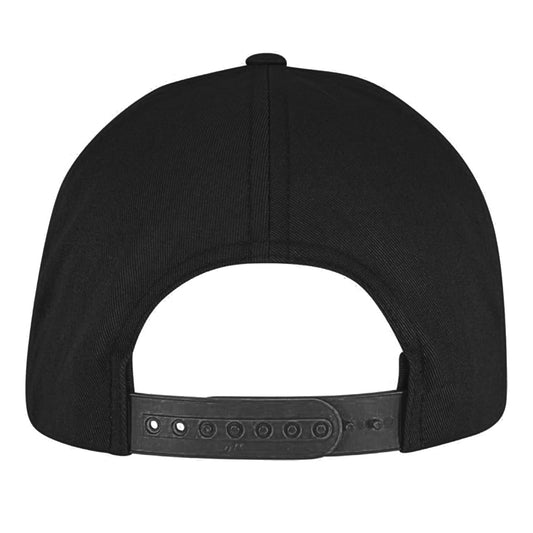 Rückansicht des schwarzen Curved Cap mit verstellbarer Größe.