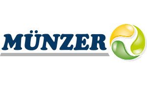 Münzer Bioindustrie Logo mit Logoelement. 4-färbiges Logo auf transparentem Hintergrund.